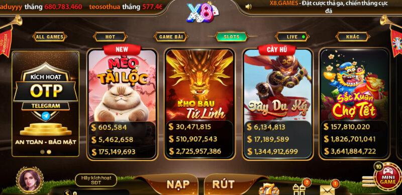 Slot tại X8 là trò chơi được phát triển từ những game trên máy đánh bạc truyền thống