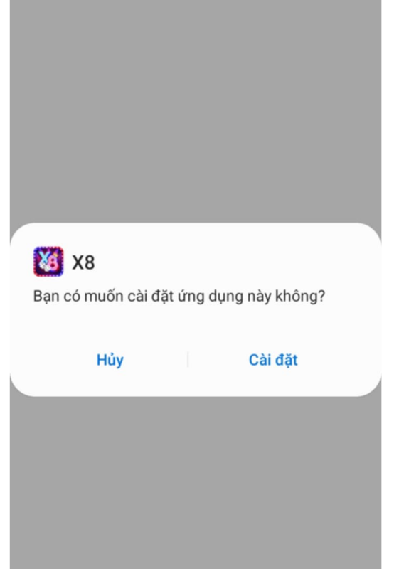 Cài đặt app X8 sau khi tải hoàn thành